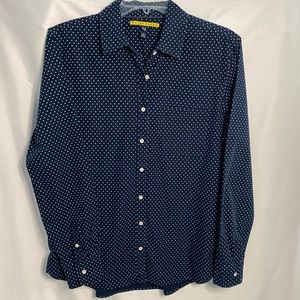 Prince & Fox blue with white dots bottoms down shirt